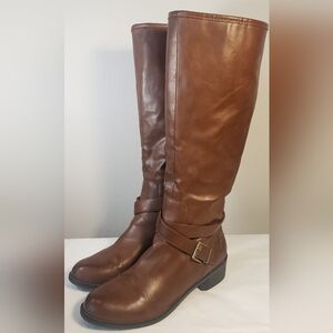 A.N.A. A New Approach Women’s Faux Leather Riding Boots Brown Zip-up Size 8.5M